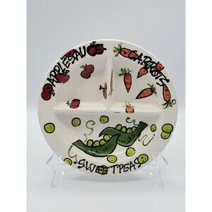 T Cabells Too Child's Divided Plate Magnolia Lane Applesauce Carrots Sweet Peas